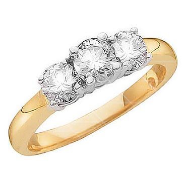 Briolite Three Stone Ring in 14k Yellow Gold