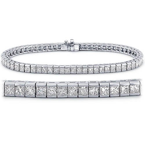 Briolite Princess Cut Tennis Bracelet in Sterling Silver