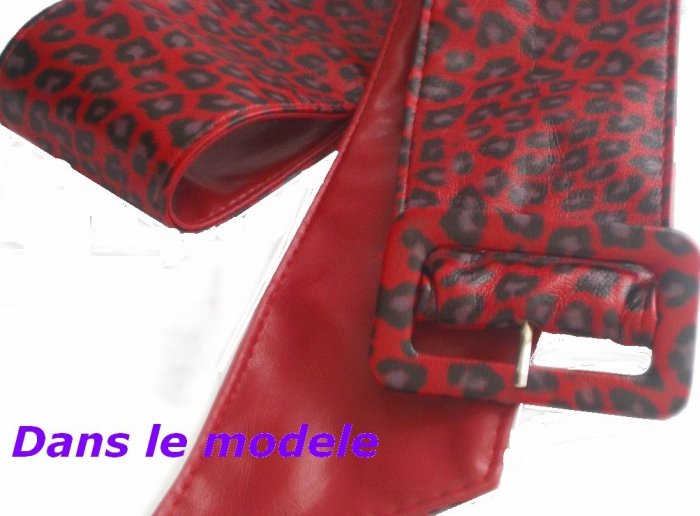 Red Leather leopard belt