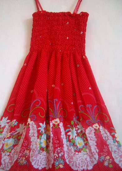 Tropical floral tube Dress RED