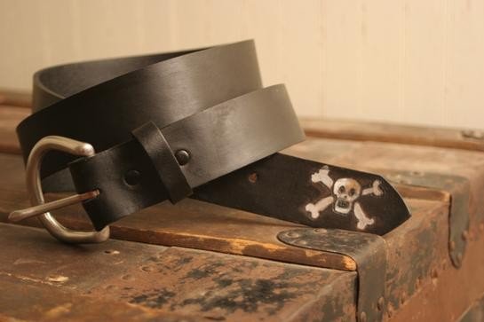 Skull and Crossbones Leather Belt - Last Hurrah