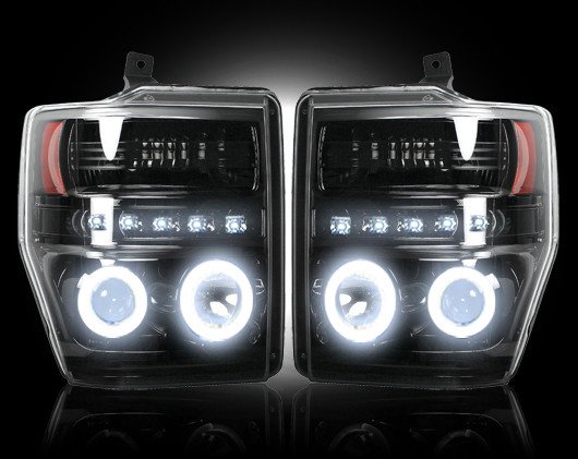 Part # 264196BKCC - SMOKED Projector Headlights Ford Superduty 08-10 CCFL Technology