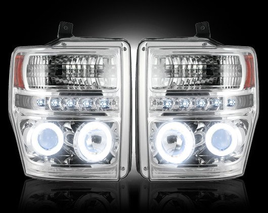 Part # 264196CLCC - CLEAR Projector Headlights Ford Superduty 08-10 CCFL Technology