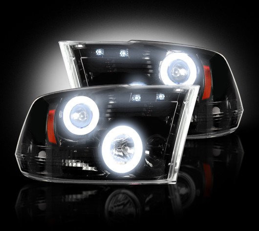 Part # 264270BKCC - SMOKED Projector Headlights Dodge RAM 09-12 1500 & 10-12 2500/3500