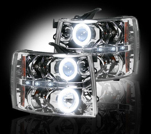 Part # 264195CLCC - CLEAR Projector Headlights Chevy Silverado 07-12 CCFL Technology