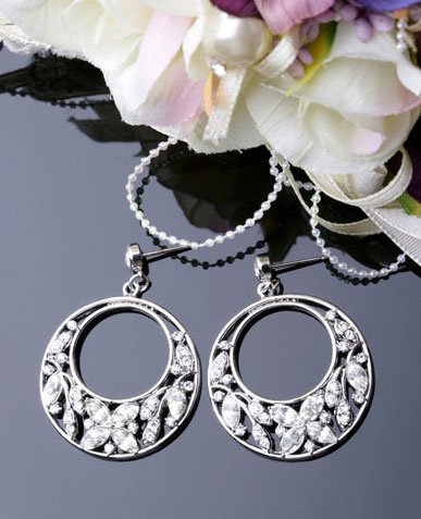 White Gold Plated Cubic Zirconia Stud Classic Round Earrings