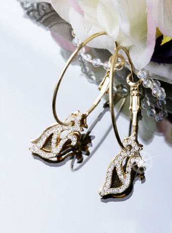 Gold Plated Cubic Zirconia Stud Sexy Cuty Cats Earrings