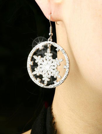 Silver Plated Cubic Zirconia Stud Snow Flower Earrings