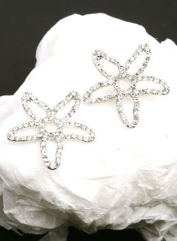 Silver Plated Cubic Zirconia Stud Flower Earrings