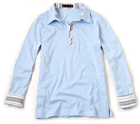 Button Point Collar Long Sleeve T-shirts For Men