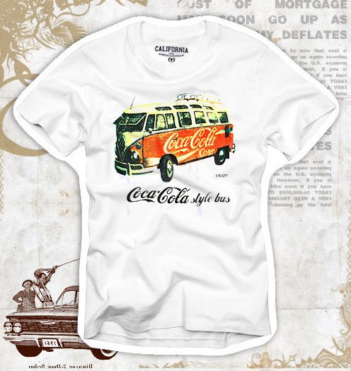 "Coca-Cola Style Bus" Hollywood Vintage Style Men's T-shirt