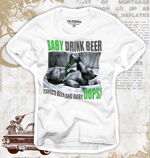 "Baby Drink Beer" Hollywood Vintage Style Men's T-shirt