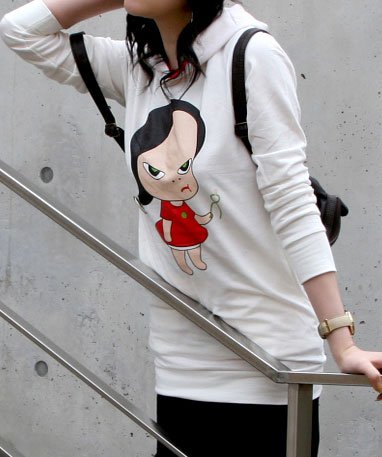 Artist Yoshitomo Nara's Artwork Hood T-shirt for Women
