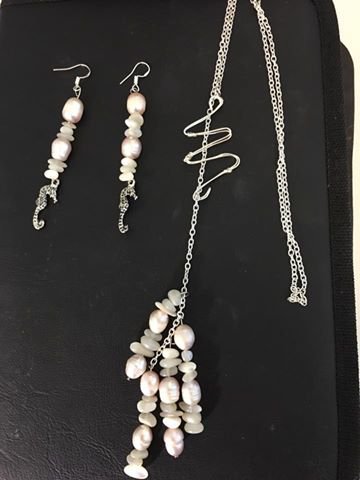 Handcrafted Pearl Jewelry Necklace and Earring Set
