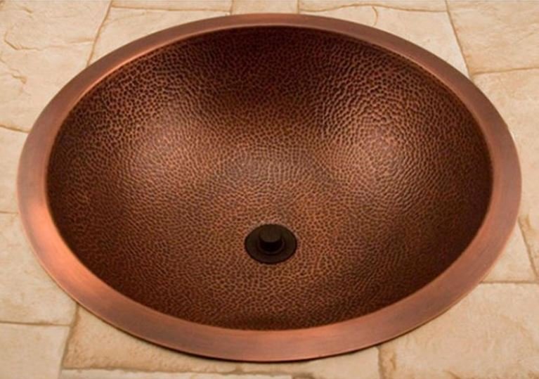 18" HAMMERED 100% COPPER BATHROOM SINK ROUND