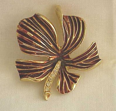 Goldtone Brooch with Rhinestones