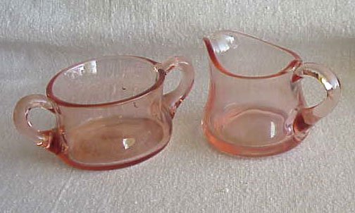 Lovely Pink Depression Glass Sugar and Creamer