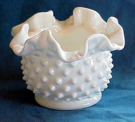 Fenton Hobnail Double Crimped Ruffle Vase