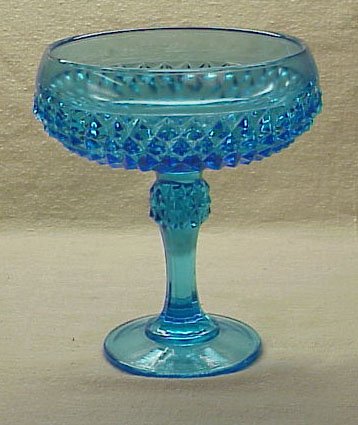 Beautiful Diamond Point Electric Blue Compote - Memory Lane Collectibles