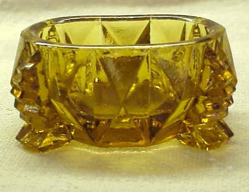 Amber Glass Open Salt Cellar - Very Old - Memory Lane Collectibles