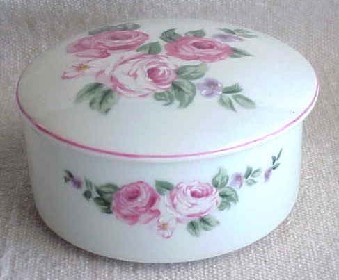Lovely Rose Covered Trinket Box - Made in Japan - Memory Lane Collectibles