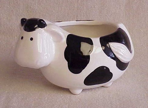 Small Black & White Cow Planter - Memory Lane Collectibles