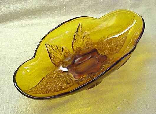 Vintage Amber Relish Dish - Memory Lane Collectibles