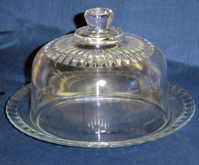 Sparkling Clear Glass Cheese Serving Dish - Memory Lane Collectibles