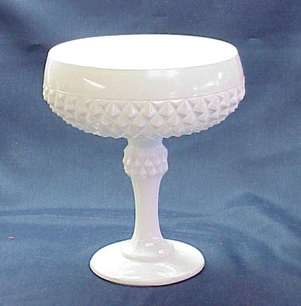 Milk Glass Diamond Point Compote - Memory Lane Collectibles