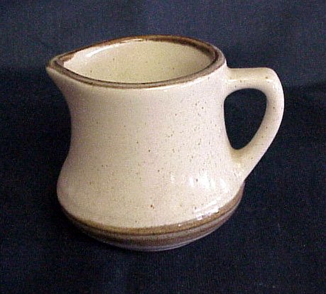 Small Beige Trimmed in Brown Cream Pitcher - Memory Lane Collectibles