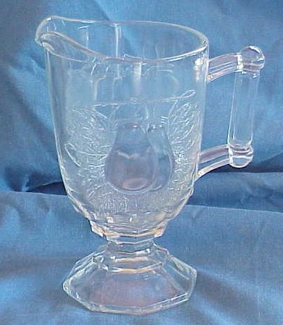 Jeanette Glass Clear Cream Pitcher, Baltimore Pear Pattern
