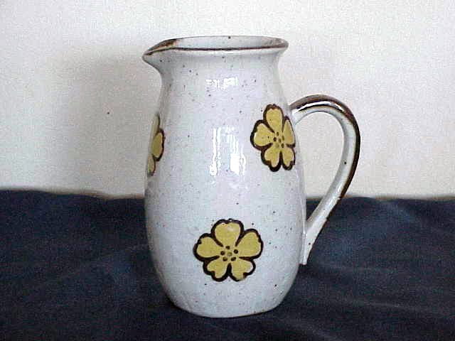 White with Yellow Flowers Pitcher Made in Japan