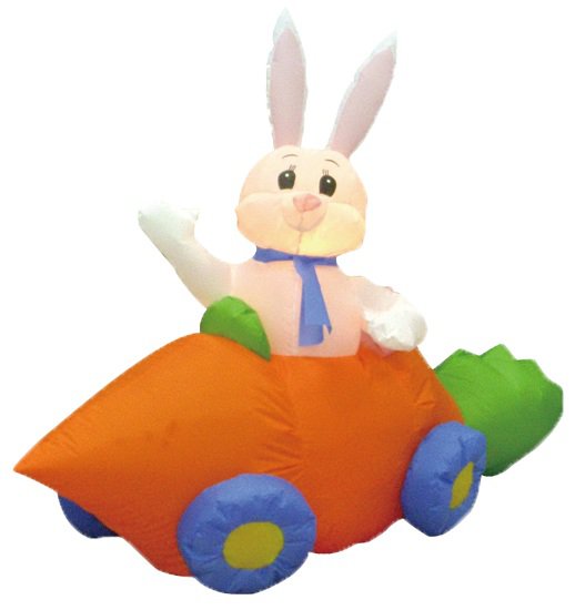 5 Foot Long Party Inflatable Bunny in Carrot Car - Yard Decoration #013