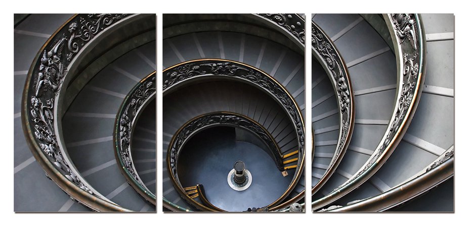 Spiral Stairway Gallery Wrapped Triptychs 3 Panel Modern Wall Art Decoration #203
