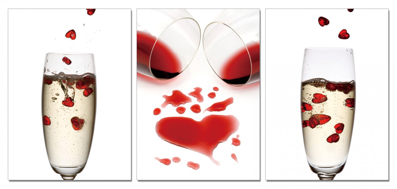 Celebrate Our Love, Gallery Wrapped Triptychs 3 Panel Modern Wall Art Decoration #215