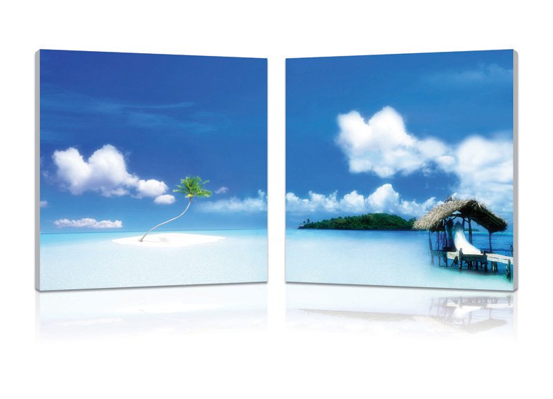 Oasis, Gallery Wrapped Diptychs 2 Panel Modern Wall Art Decoration #222