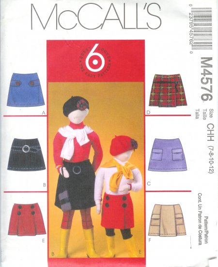 M4576 McCall Pattern "6 Great Looks in 1 Pattern" Skorts Childs / Girls Size CHH 7-8-10-12