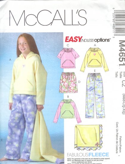 M4651 McCall Pattern EASY ENDLESS OPTIONS Tops Shorts Pants Blanket Girls PLUS Size M-XL