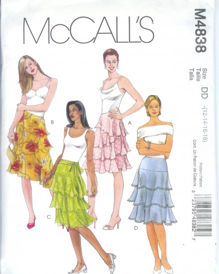 M4838 McCalls Pattern Lined Skirts in Three Lengths Misses Size DD 12-14-16-18