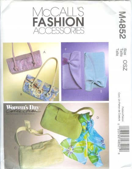 M4852 McCalls Pattern WOMANS DAY - FASHION ACCESSORIES Handbags / Purses