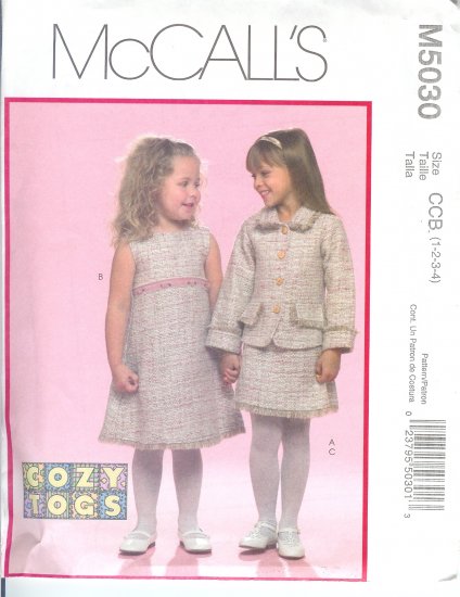 M5030 McCall Pattern COZY TOGS Lined Jacket, Jumper and Skirt Girls Toddlers Size CCB 1-2-3-4