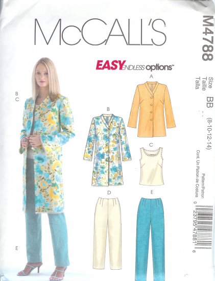 M4788 EASY ENDLESS OPTIONS Jacket, Top, and Pants in 2 Lengths Misses PETITE Size FF 16-18-20-22