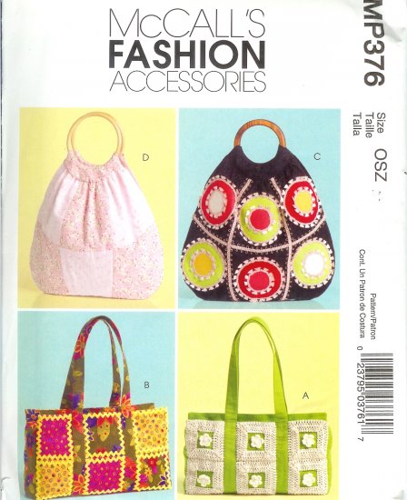 MP376 McCalls Pattern FASHION ACCESSORIES Handbags