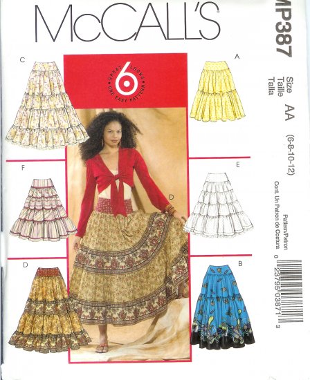 MP387 McCalls Pattern "6 LOOKS in 1 PATTERN" Skirts Misses Size AA 6-8-10-12