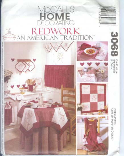 M3068 McCall Pattern "REDWORK" an AMERICAN TRADITION Home Decor