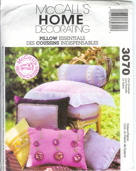 M3070 McCall Pattern HOME DECORATING 11 STYLES "PILLOW ESSENTIALS