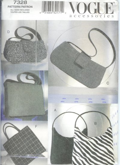 V7328 Vogue Pattern Accessorie Fall Handbags