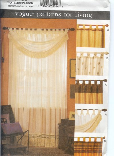 V7489 Vogue Pattern for Living Tab Curtains