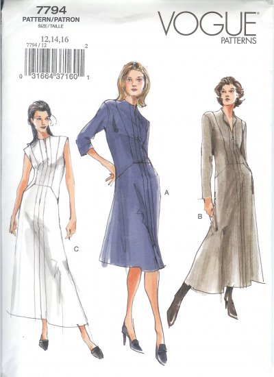V7794 Vogue Pattern Dress Misses/Miss Petite Size 18, 20, 22