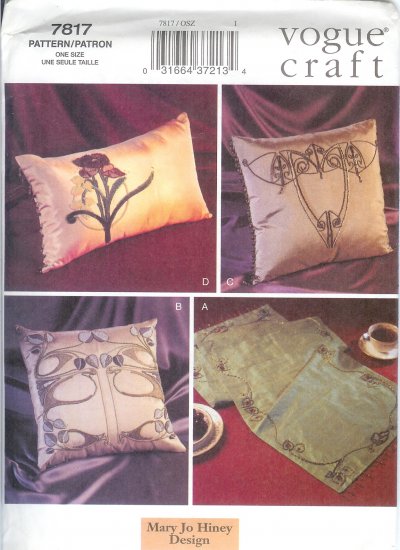 V7817 Vogue Pattern BEADED Pillow Covers and Table Scarf